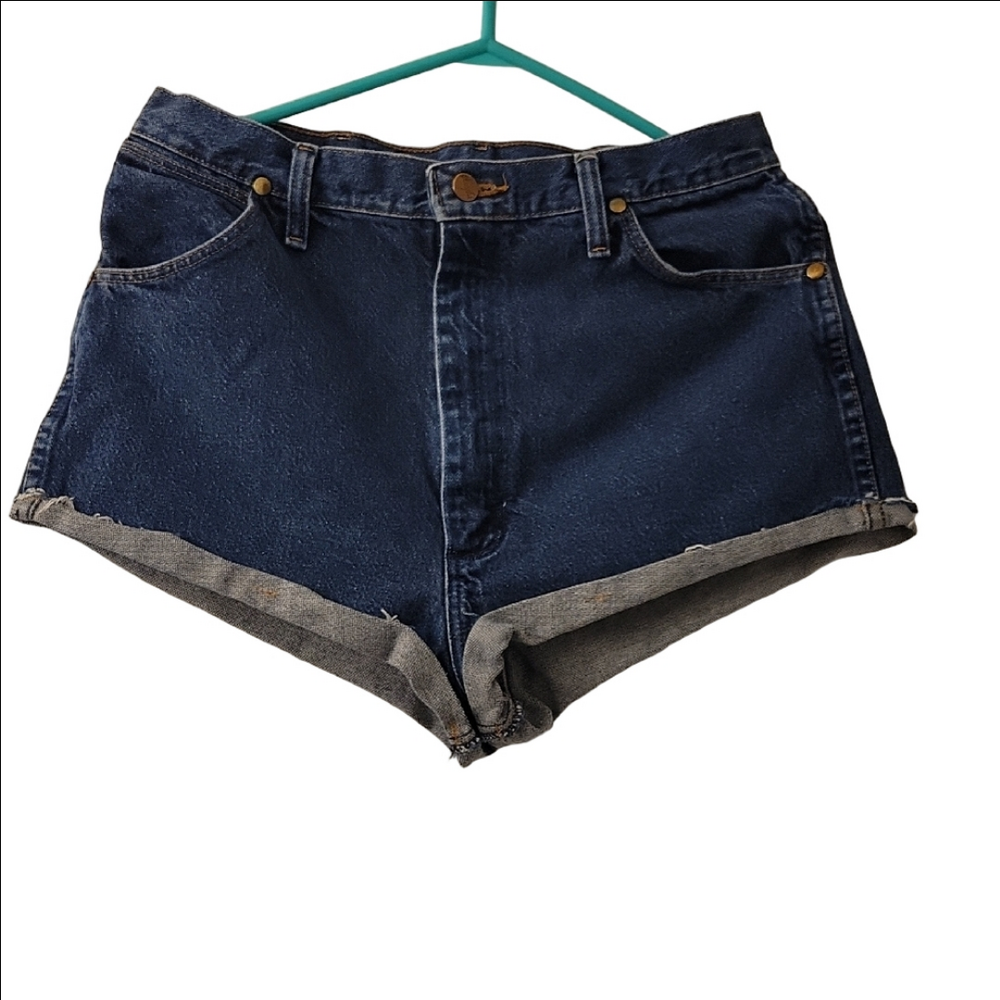 Wrangler Dark Blue Denim High-Waist Jean Shorts